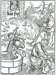Di colui che è geloso della moglie e la sorveglia senza motivo, o evidente segno di cattiva condotta, illustrazione dalla traduzione inglese di Alexander Barclay di 